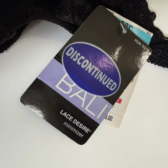NWT Bali Lace Desire Minimizer Bra 38C Black Sheer Discontinued Style 3573 - Picture 2 of 7